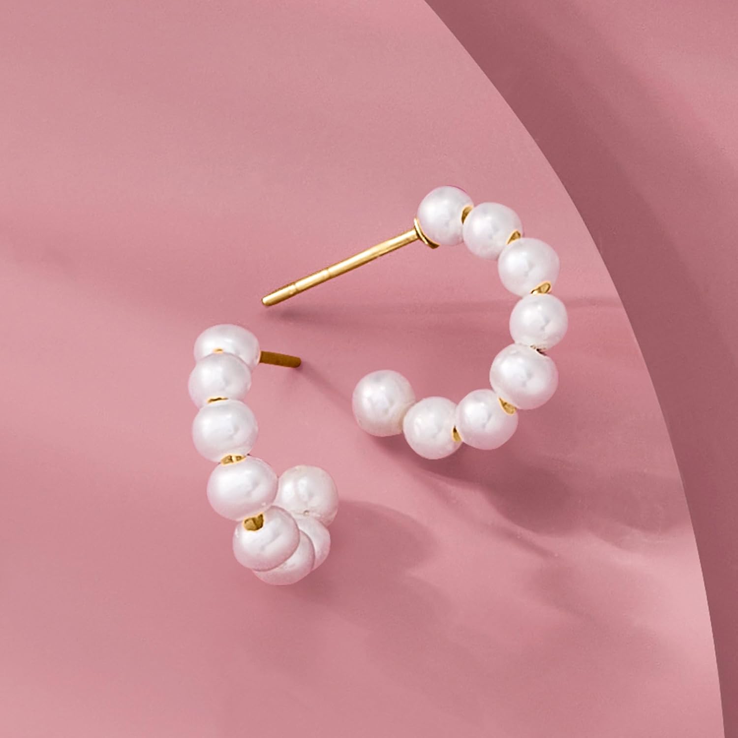 Pure Collection by Ross-Simons 3-3.5mm Cultured Pearl C-Hoop Earrings in 14kt Yellow Gold
