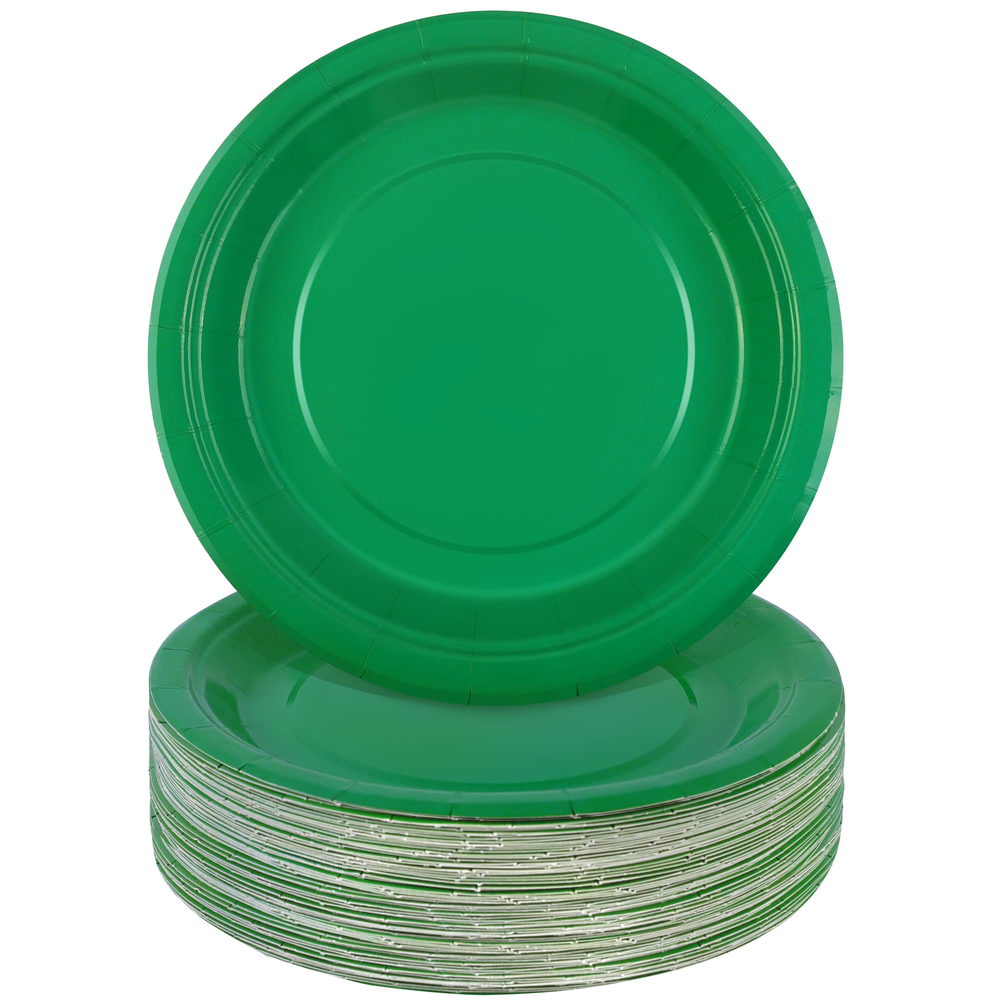 Breroa 72 Green Paper Plates - 7 Inch Bulk, Heavy Duty, Solid Color, Round Dessert Plates for Parties & Weddings