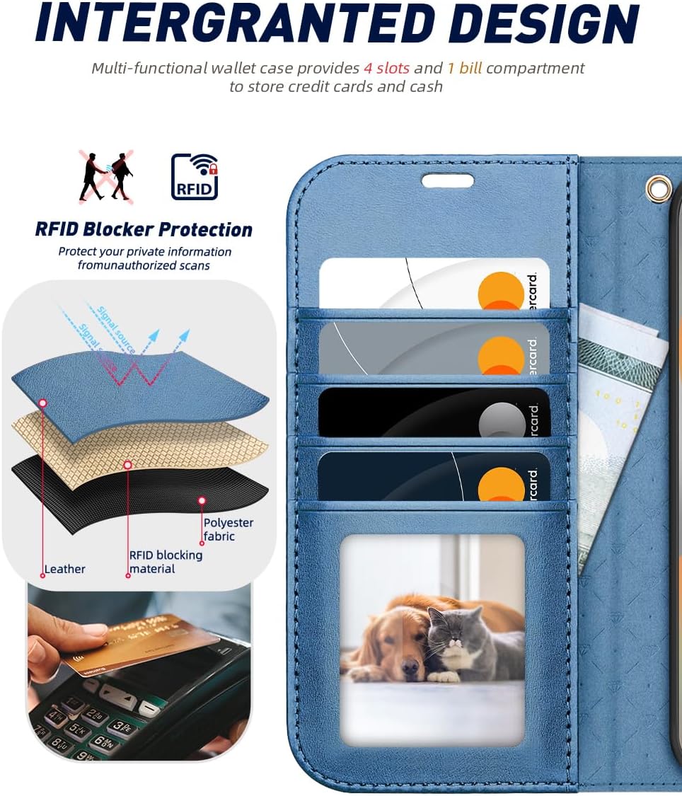 OCASE Compatible with Samsung Galaxy S24 FE Wallet Case, PU Leather Flip Folio Case with Card Holders RFID Blocking Kickstand [Shockproof TPU Inner Shell] Phone Cover 2024 - Light Blue