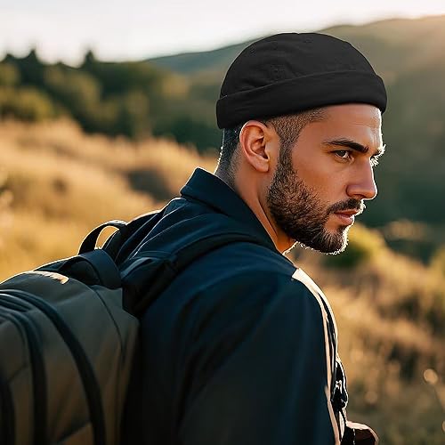 Miniatura 5 de Croogo Brimless Docker - Gorro unisex enrollado con puños enrollados, gorro de algodón sin visera, gorro de algodón para propietario, gorra casual