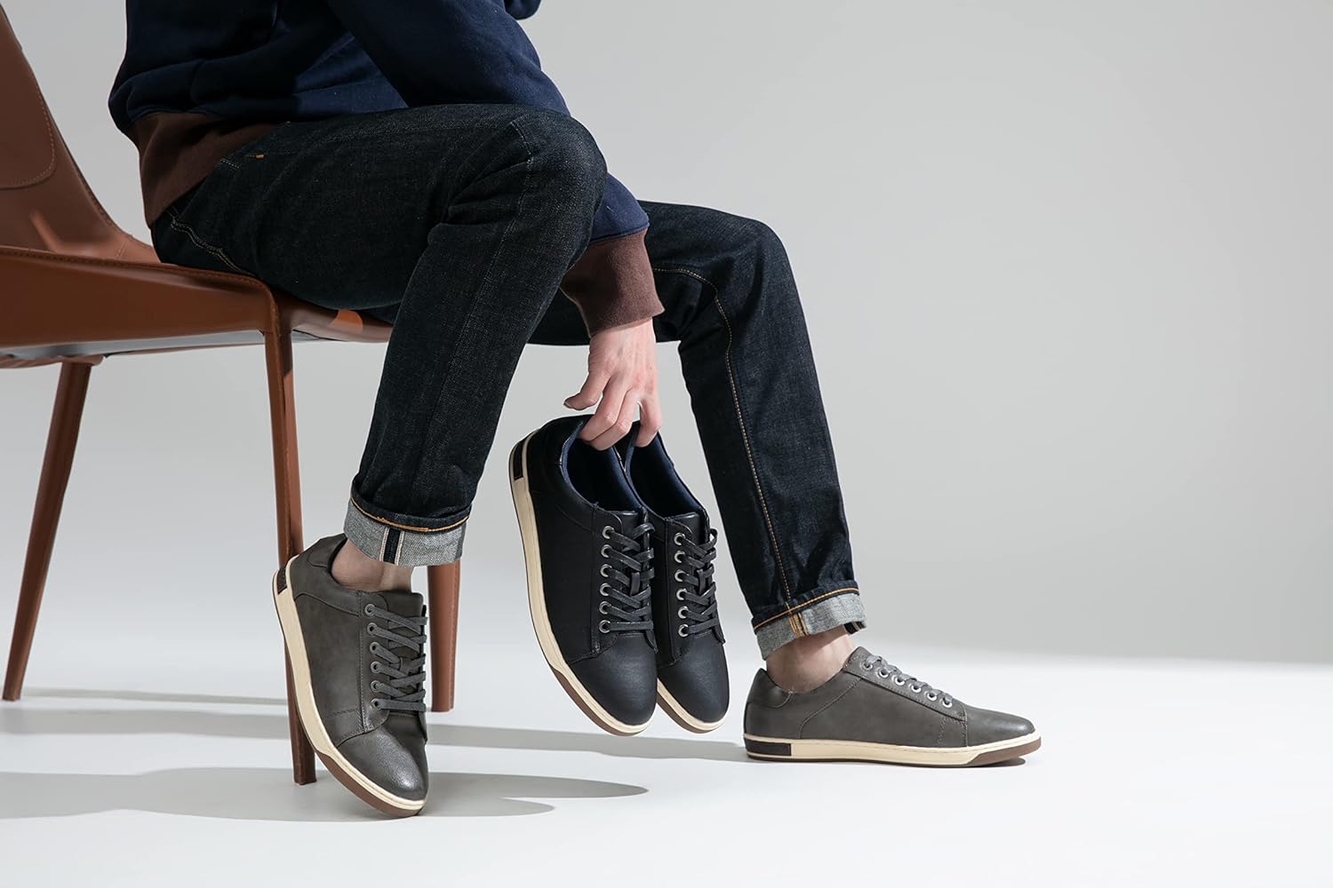 Vostey Men's Sneakers Fashion Casual Shoes Dress Sneaker Oxford Shoes 7 B81q13-grey