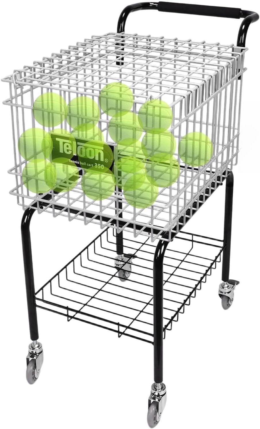 Training Ball Pickup Basket Holds 350 Balls Large Capacity Wheeled Tennis Ball Hopper for Tennis/Pickleball/Baseball/Softball