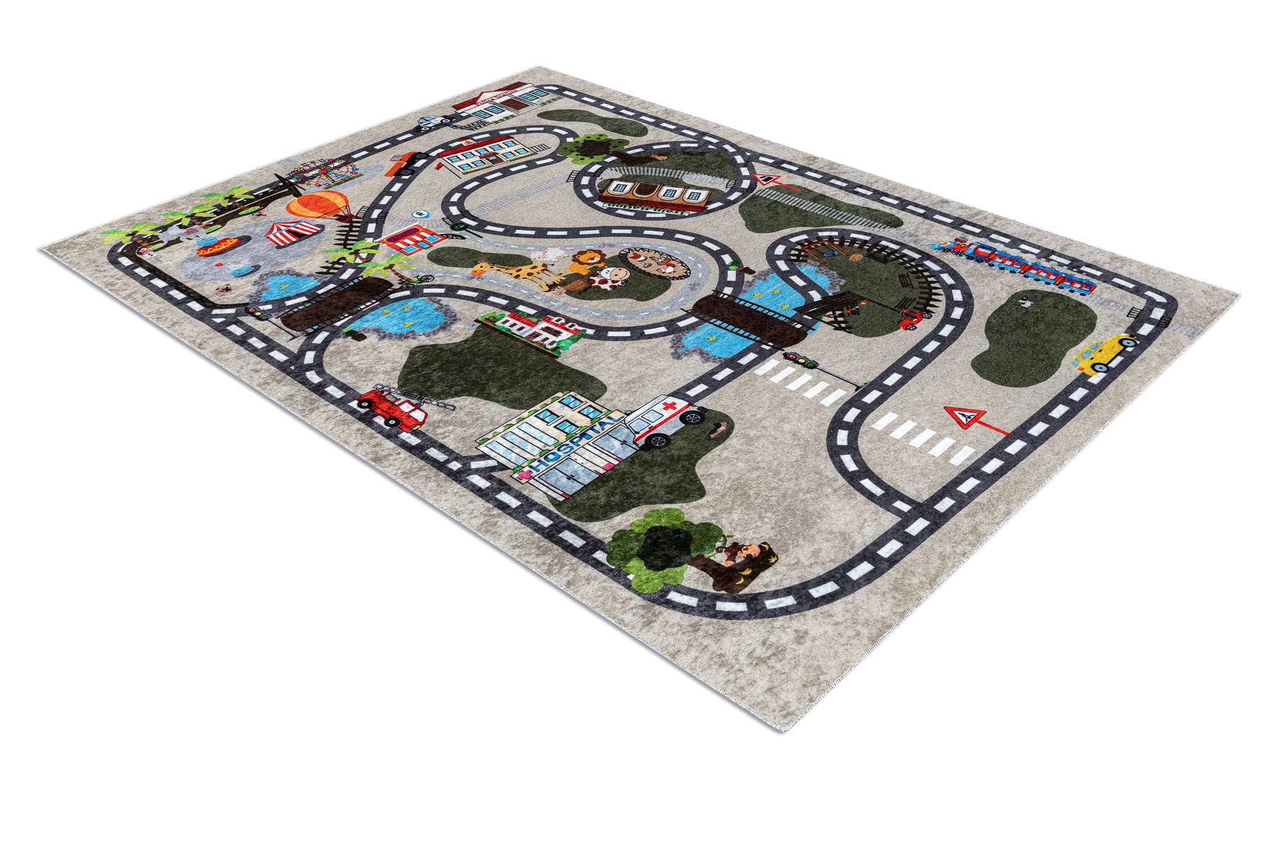 Tapis pour Enfants Junior 51803.804 Ville, Rues, pour Les Enfants, antidérapant - Beige 140x190 cm