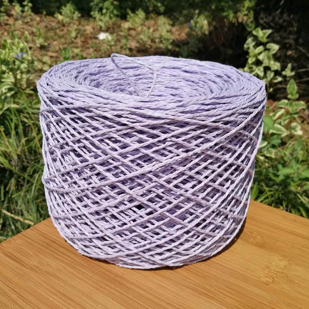 VIXDA 460g Medium Chunky Paper Raffia Yarn for Hand Crochet Knitting Summer Hats Dolls Crafts DIY Hook Bags Grass Thread Fluffy Yellow