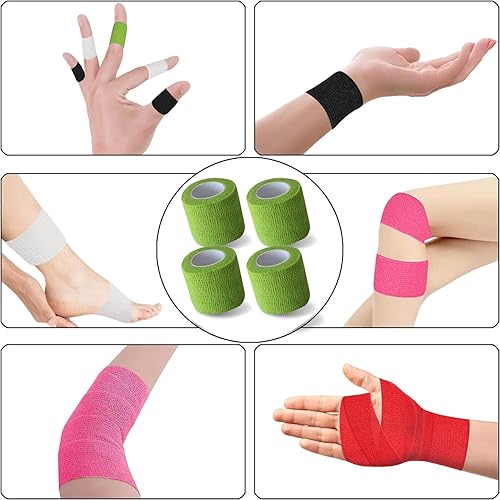 Vista 17 de Paquete de 8 vendajes autoadhesivos de 2 pulgadas x 5 yardas, vendaje elástico cohesivo autoadherente para atletismo, muñeca, tobillo, rodillas