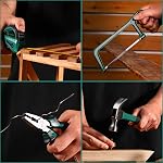 Tool Set: Tool Kit with 12V Cordless Drill, Hand Toolbox with Storage case, Mechanic Tool Set for Home Repairs, Green