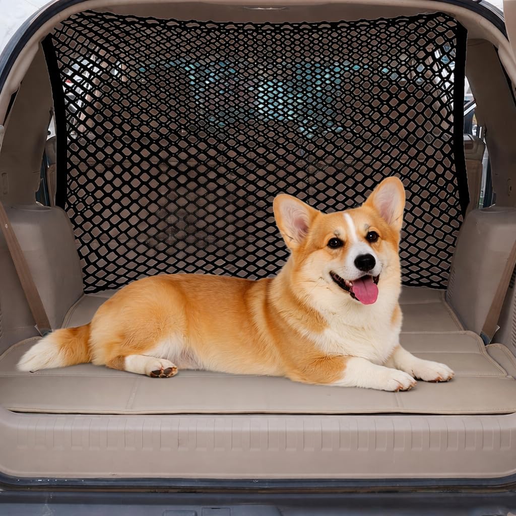 Dog Barrier for Car for Chevrolet Blazer Trax Bolt EV Impala Corvette Cruze Sonic, Adjustable Pet Barrier Lightweight Flexible Mesh Stretchable Net Easy to Install Dual Layer Barrier Guard