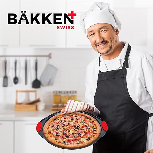 Miniatura 8 de Bakken - Bandeja para pizza de acero al carbono con agujeros y revestimiento antiadherente sin PFOA PFOS y PTFE