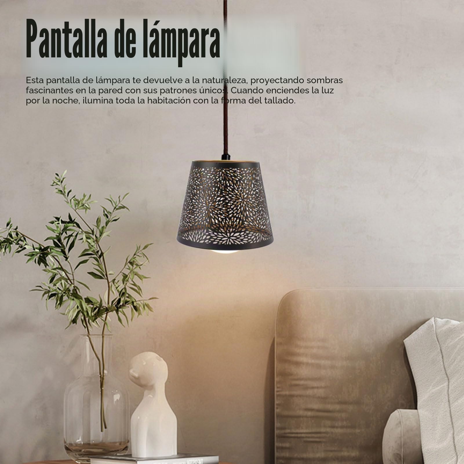 Cubierta de Pantalla de Metal, Pantalla de Lámpara de Tambor E26 E27 para Lámpara de Mesa