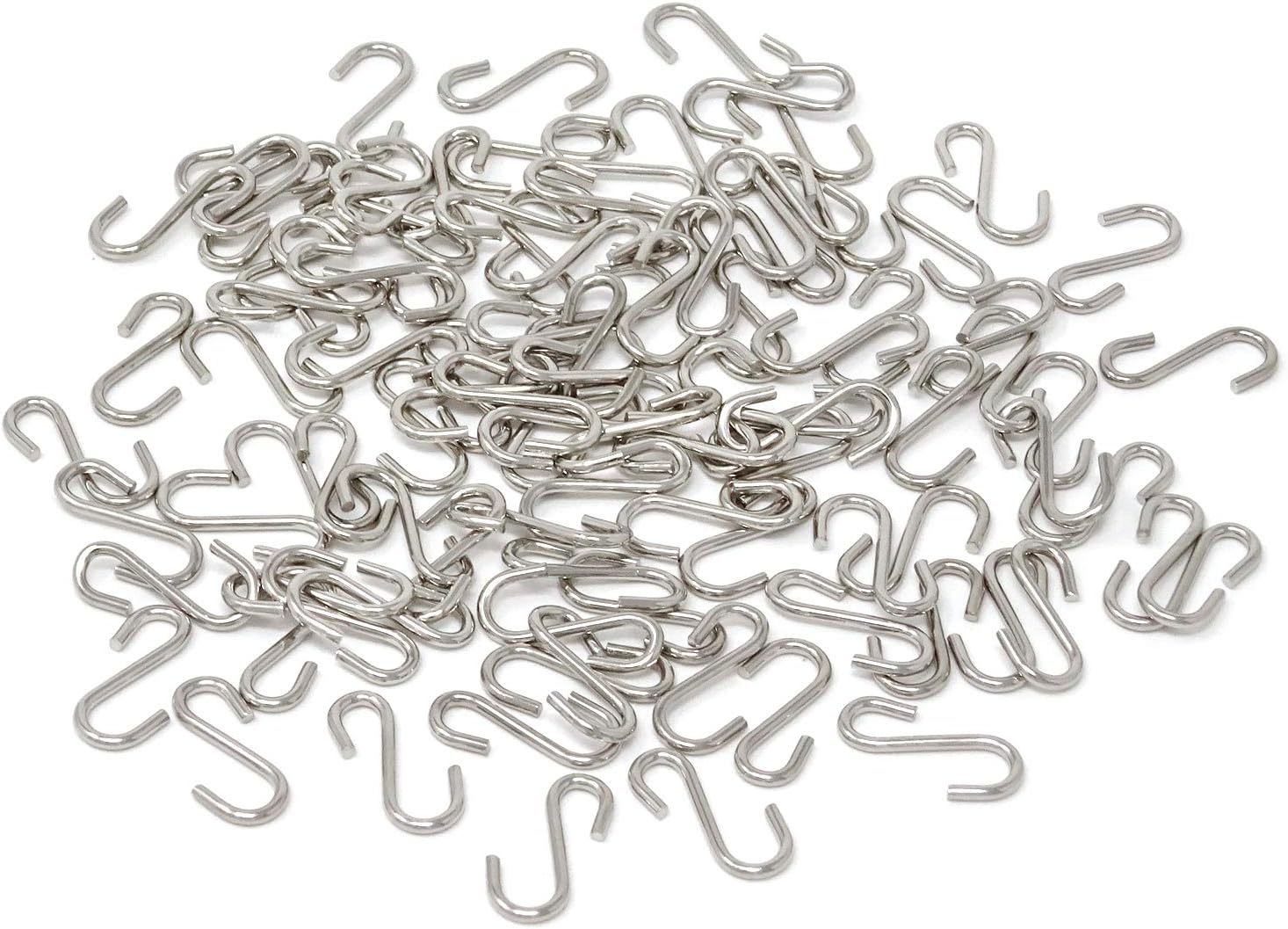 HONBAY 100PCS Mini S Hooks Metal S Shaped Wire Hooks Hanging Hooks Connectors for Crafts, Jewelry, Key Chain, Tags Han
