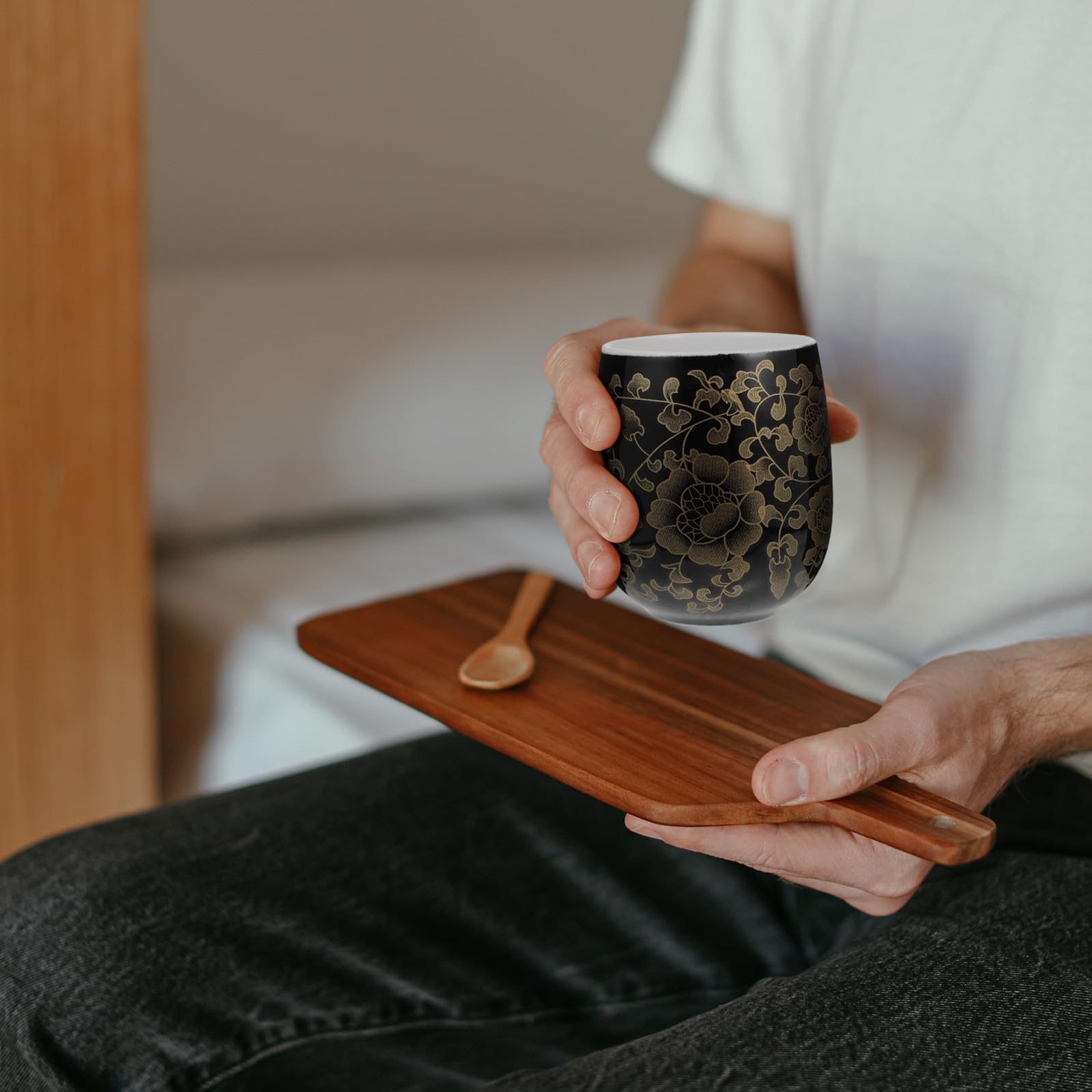2 Stück Japanische Keramik Teetassen 180ml Hitzebeständige Trinkbecher für Büro und Zuhause Dekorative Kaffeebecher ohne Henkel