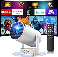 HOTPEAK PR08 Mini Projector: WiFi 6 Bluetooth 5.0, 4K Support 300 ANSI Lumens, 5W Speaker 270° Rotation Auto Keystone