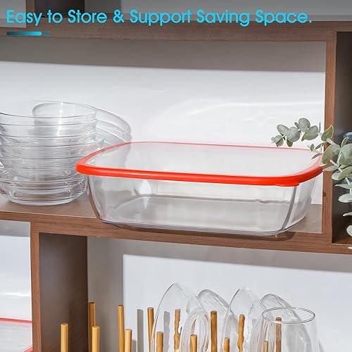 Miniatura 6 de NUTRIUPS Plato rectangular de vidrio para hornear de 3.2 cuartos con tapa, bandeja de vidrio de 9 x 11 pulgadas para cocinar, plato grande y