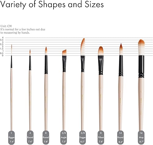 Miniatura 3 de ARTIFY - Juego de 8 pinceles de acuarela profesionales con estuche para principiantes y artistas, varias formas, cabellos optimizados para acuarela,