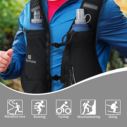Miniatura 6 de B BAIYULE - Mochila ligera de hidratación para correr, mochila de agua de hidratación con vejiga o frasco (opcional), senderismo, senderismo,