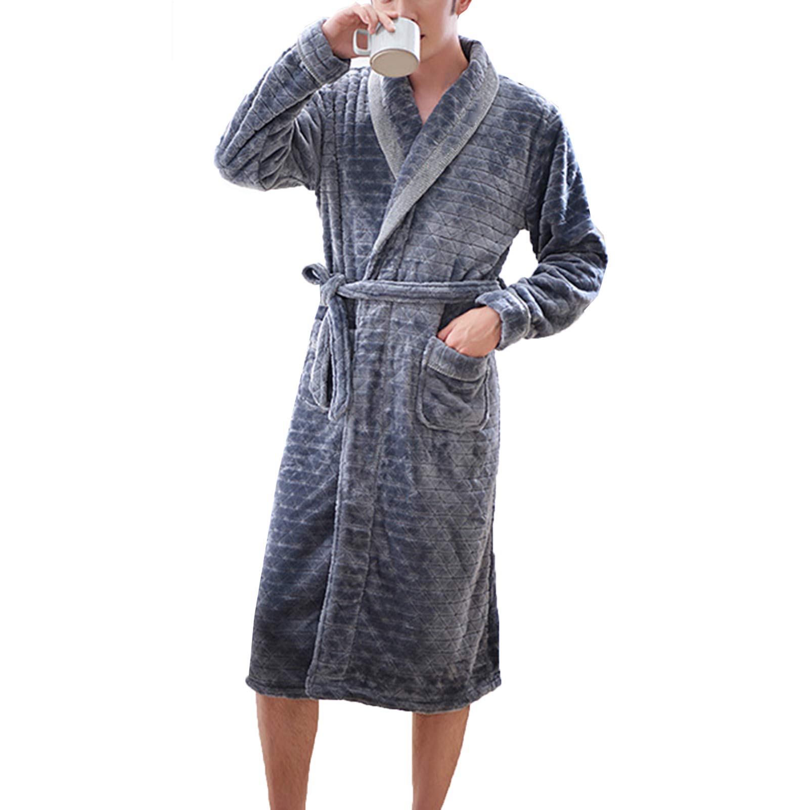 Pijamas de otoño invierno para hombre con aislamiento térmico y tejido suave de franela M-2XL