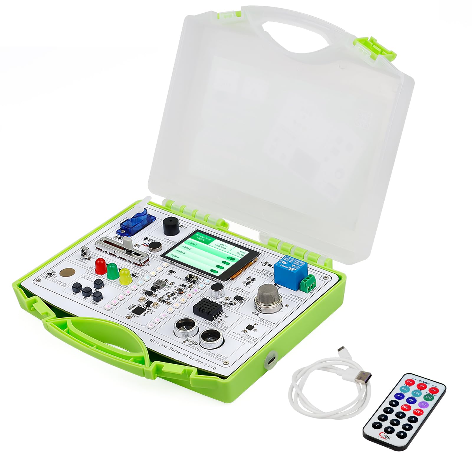 ELECROW Kit de démarrage tout-en-un pour Pico 2 RP2350 avec conception de carte commune et tutoriels en ligne, 17 capteurs et 21 leçons