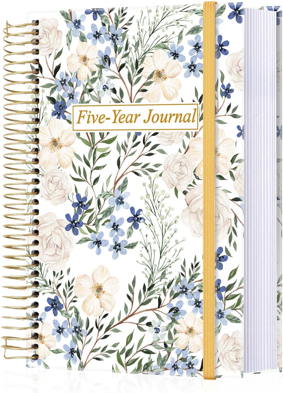 5 Year Journal | One Line a Day Jouranl | Quick and Easy Five Year Daily Journal System | Five Year Day by Day Planner for Woman & Man, 8.5'' x11'', Crushed Flower
