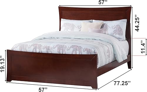 Miniatura 3 de AFI Metro cama de plataforma de madera de perfil bajo con estribo a juego matrimonial nogal