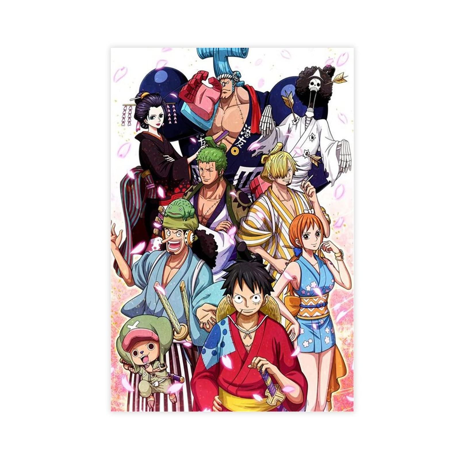 Poster Toile One Piece FUKITT - 30x45 Cm, Tous Les Personnages, Style Sans Cadre Pour Déco Chambre