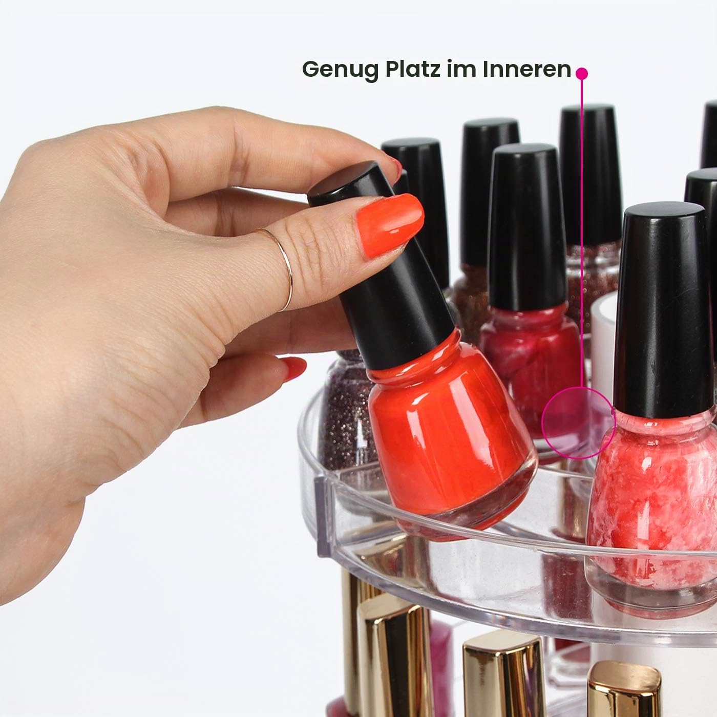 J JACKCUBE DESIGN Drehbarer Acryl-Nagellackständer, drehbares Regal für 115–195 Flaschen, 5-stöckiger Nagellack-Organizer