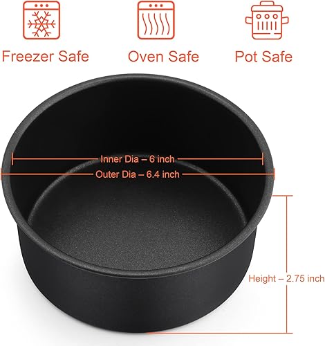 Miniatura 2 de TeamFar Molde para tartas, 6 x 2.75 pulgadas, recubierto, para cumpleaños, boda, tarta, moldes redondos para hornear, con núcleo de acero inoxidable