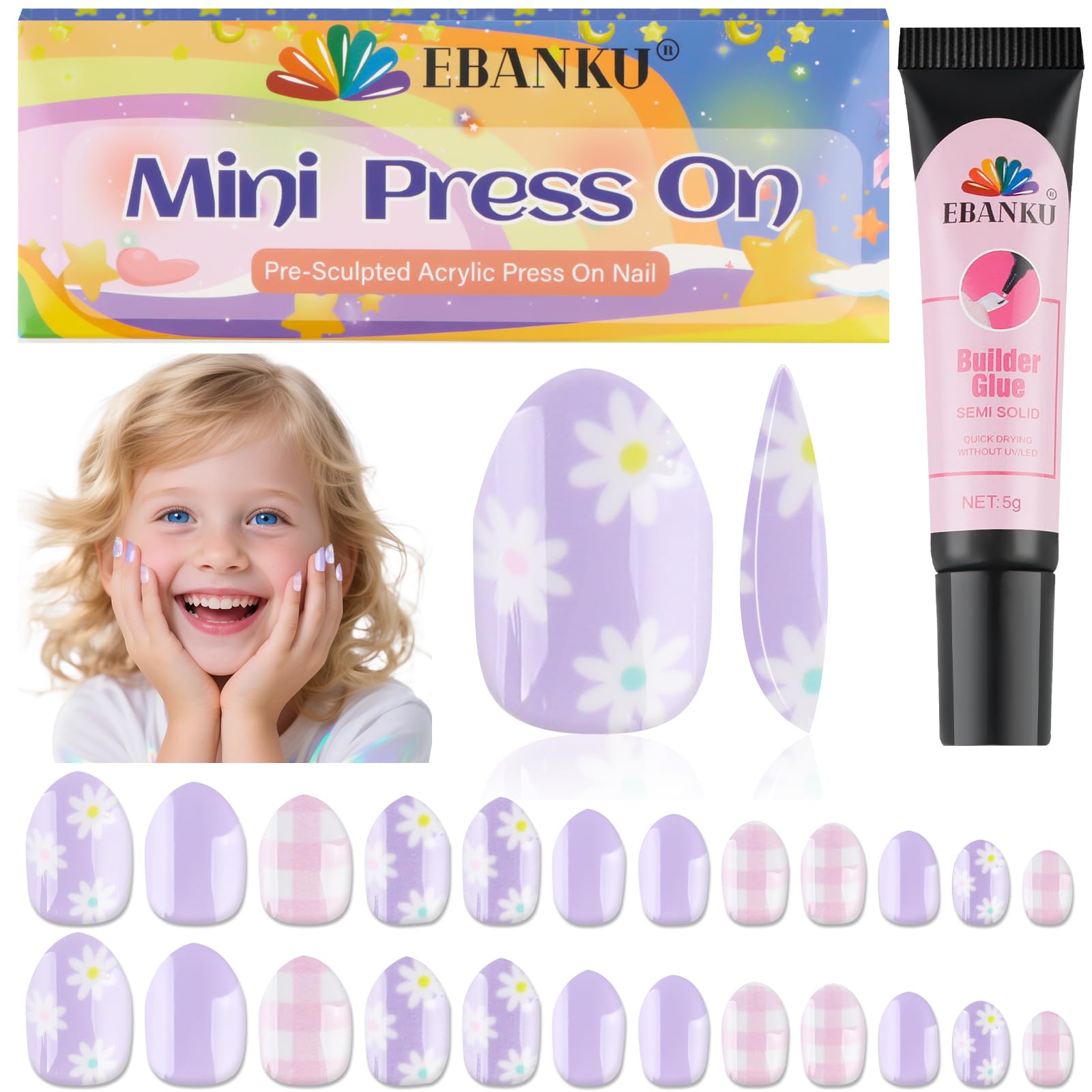 EBANKU 1 Pack Kid Fake Nail Kit