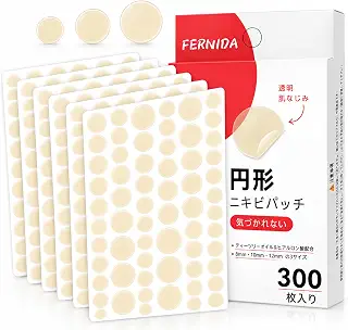 FERNIDA ニキビパッチ 肌色 300pcs 3サイズ 円型 大容量 スポットパッチ | CICA ニキビ パッチ 肌荒れケア 可愛い 顔シミ隠し メイクツール 大量かわいい スキンケア にきびぱっち 男女兼用