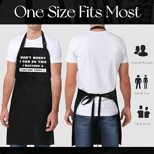 Miniatura 5 de NLUS Divertido delantal de cocina para hombres y mujeres, regalo del día del padre, barbacoa, cocina, parrilla, delantal de chef con 3 bolsillos,