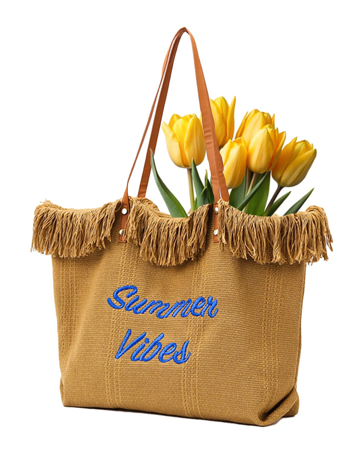 MYDREAMY Personalized Embroidered Bridesmaid Tote Bag, Custom Large Women Vaction Travel