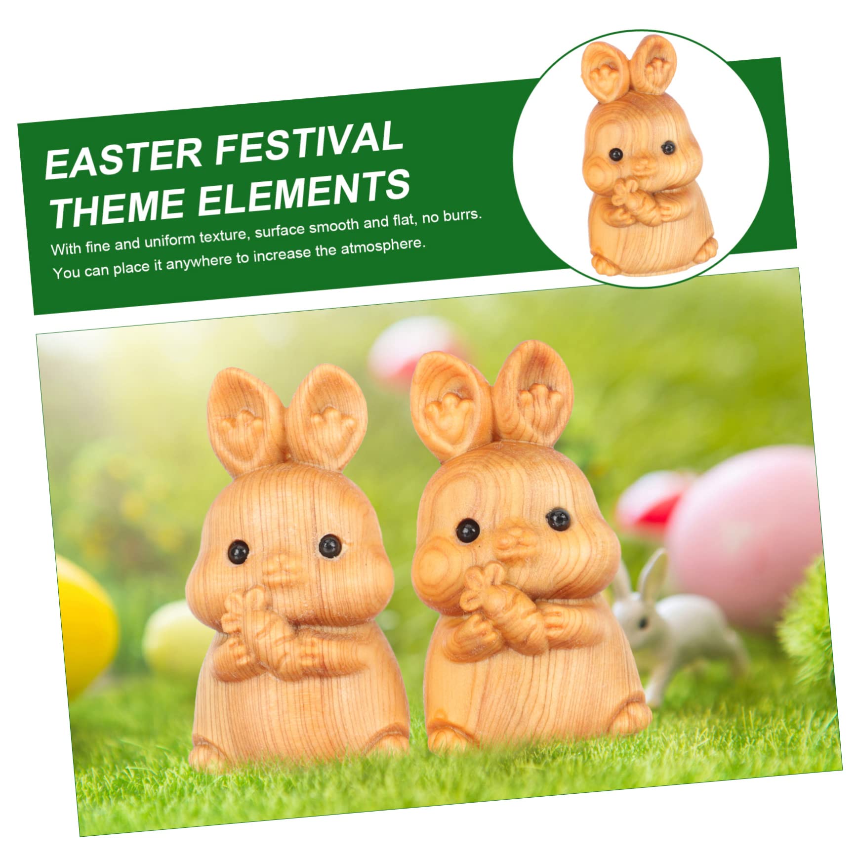 ABOOFAN 8 STK Kaninchen aus Holz Osterhasen-Statue süße Hasenfigur Hasen Easter Bunny Frühlingsdeko Auto Zubehör Hasenfigur Kaninchen schmücken Feder Geschenkkorb China