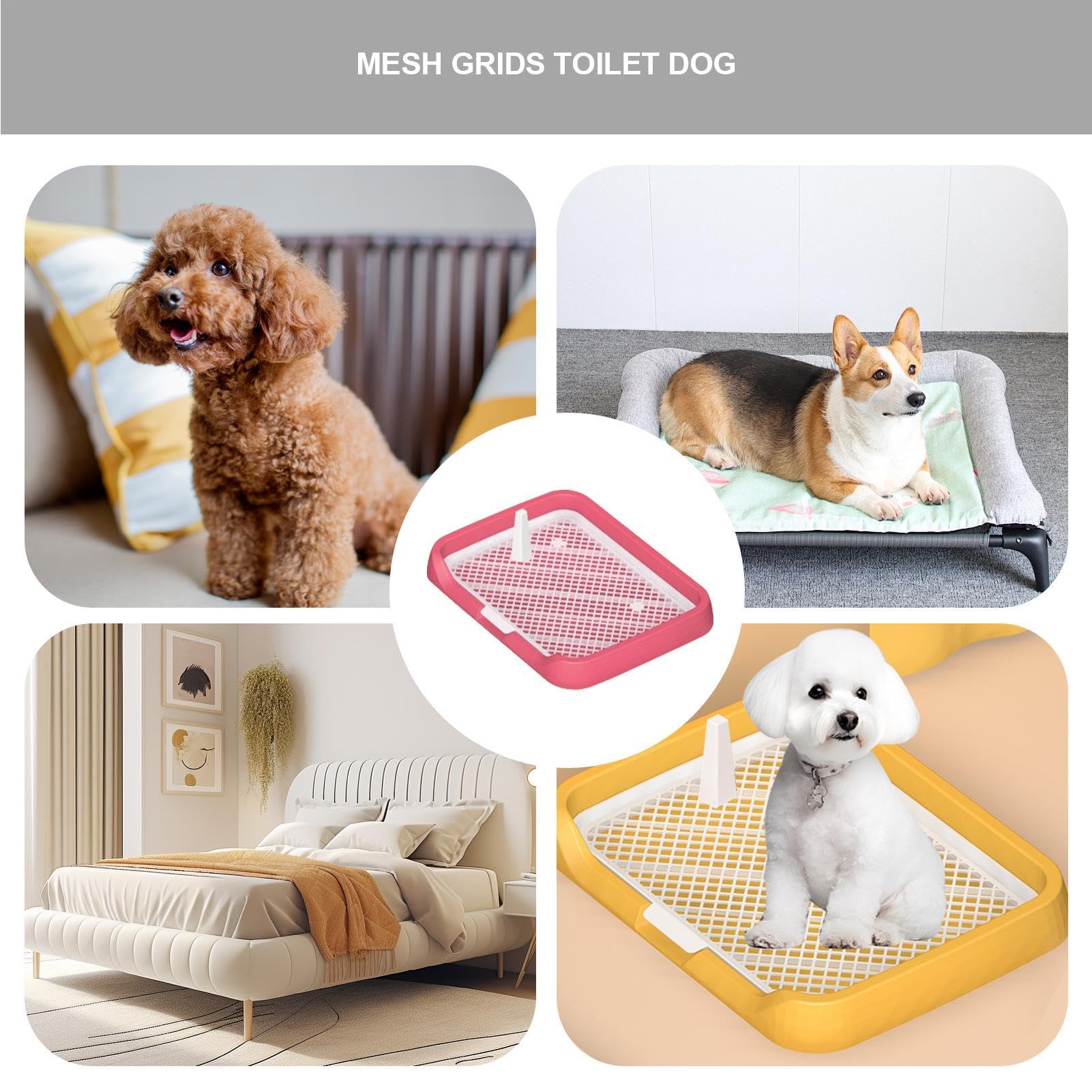 Mesh Grids Toilette - Pee Pad Flat Potty Tray for Dogs with Mesh Grids - Reusable Easy Installation Pee Holder Pet Potty Supplies for Dogs, Puppies, Pets