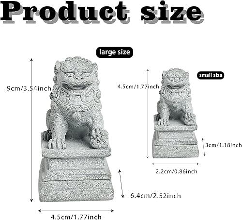Miniatura 4 de Decoraciones para pecera, 4 piezas de estatuas de perros Foo, decoración de acuario de leones guardianes de piedra arenisca para tanque de tortuga