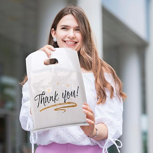 Miniatura 3 de Zwish Paquete de 100 bolsas de agradecimiento blancas troqueladas de 12 x 15 pulgadas, bolsa de regalo reutilizable de 2.75 mil de grosor para