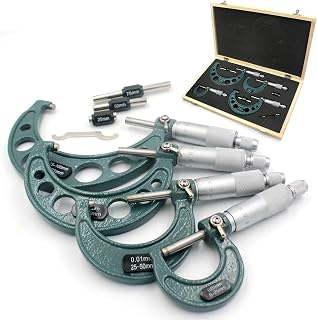 Handook Premium Outside Micrometer Set 0-100mm 0.01mm Precision w/Carbide Tips Machinist Tool Kit