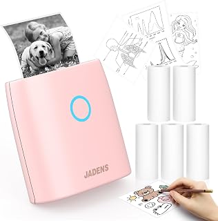 JADENS Sticker Printer JD21 Photo Printer with 5 Rolls Thermal Paper for Smartphone, Bluetooth Label Printer for DIY Creat... Price In India