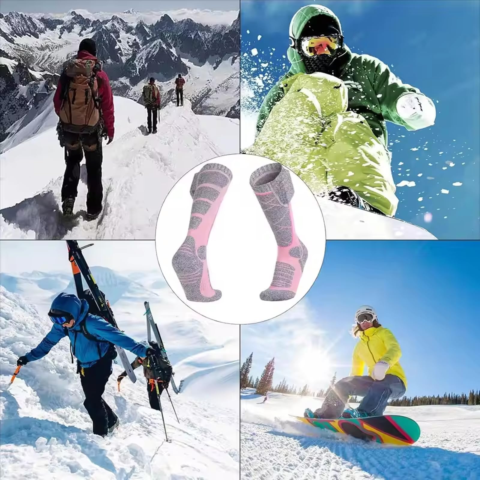 Beheizbare Socken mit wiederaufladbaren 4000mAh, Elektrisch Beheizte Socken für Damen Herren, Heizsocken mit 3 Heizstufen, Wärmesocken Fußwärmer für Winter Skifahren Camping Radfahren