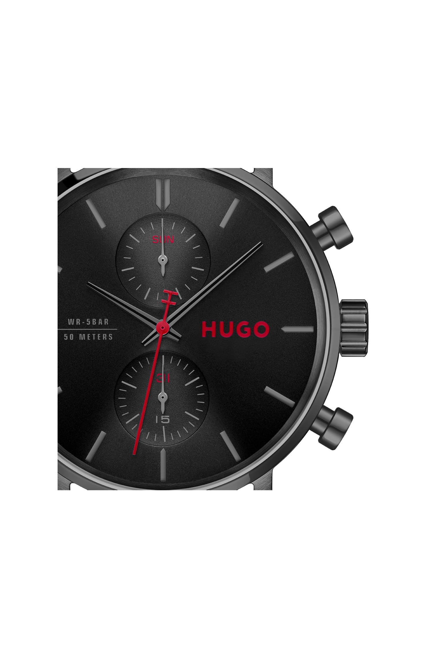 HUGO Analogowy zegarek wielofunkcyjny dla mężczyzn #TAKEOFF Kolekcja z czarną bransoletą ze stali nierdzewnej - 1530468