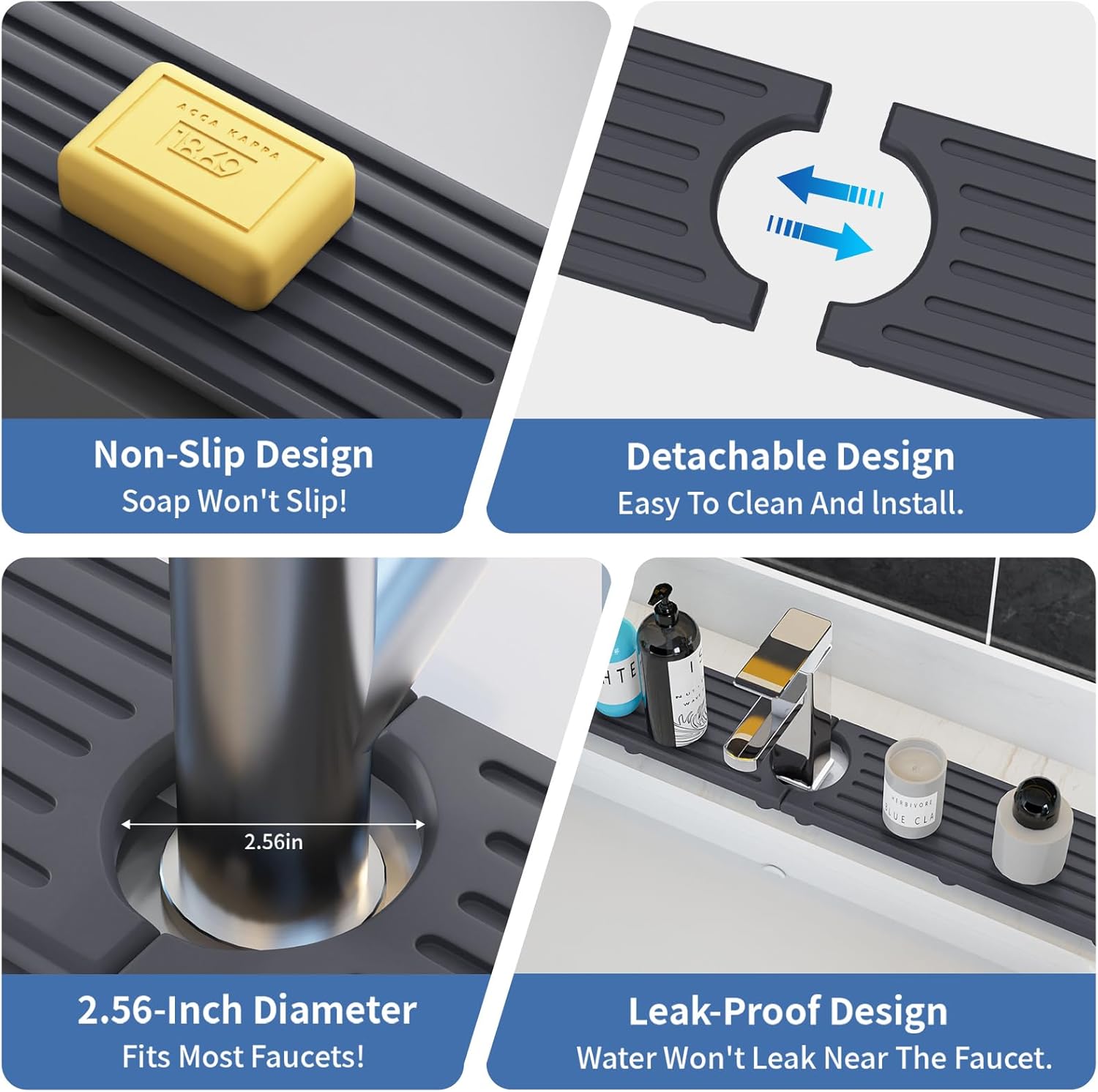 Fast Drying Kitchen Sink Splash Guard, Durable Stone Kitchen Faucet Mat, Water Absorbing Stone Tray for Sink, Diatomite Faucet Mat for Kitchen Sink, Stone Drying Mat for Kitchen and Bathroom Counter