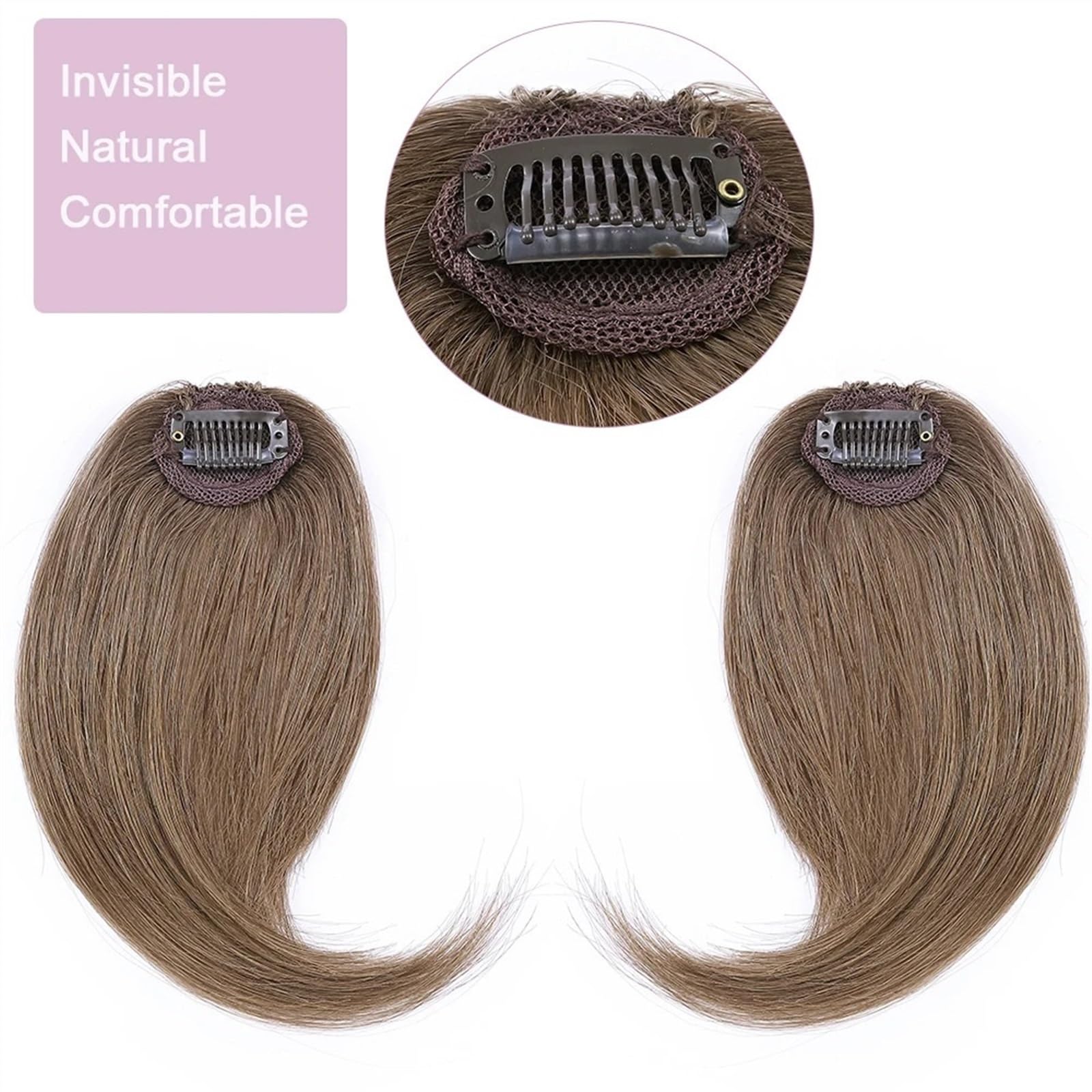 Frangia Clip Capelli Veri 2 pezzi clip di capelli umani sulla frangia con parte centrale su uno / due lati frangia capelli remy nell'estensione frangia invisibile francese Frangia ( Color : #2 , Size