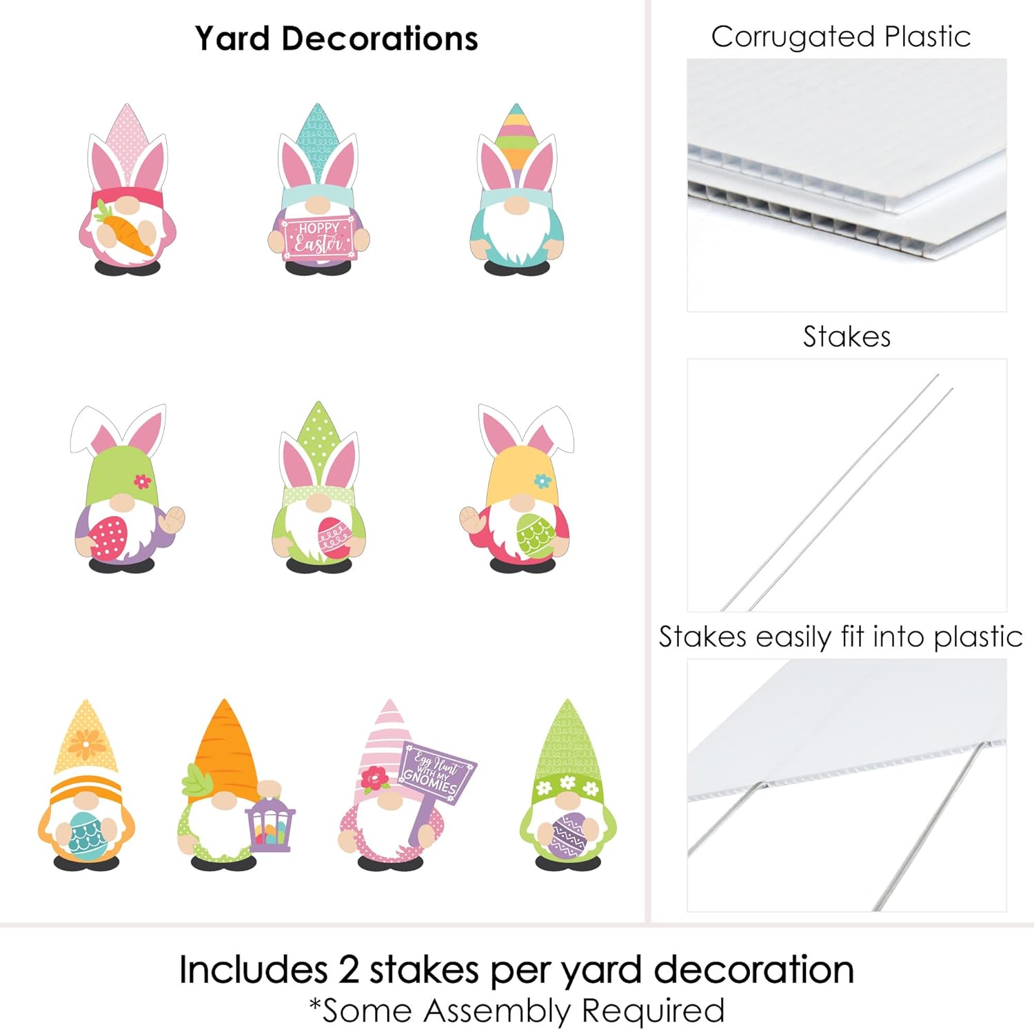 Big Dot of Happiness Easter Gnomes - Lawn Decorations - Outdoor Spring Bunny Party Yard Decorations - 10 Piece