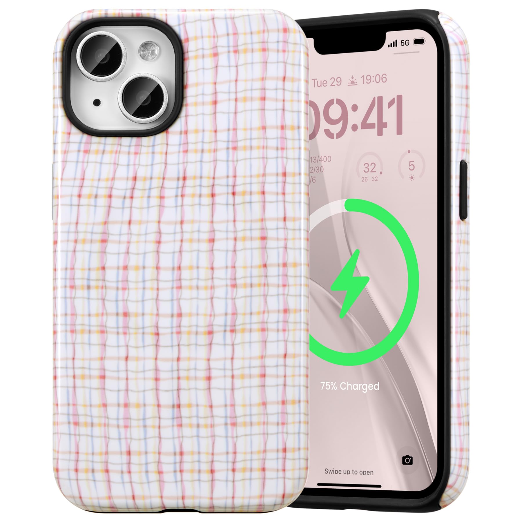 Coque iPhone 14 magnétique écossaise, idée cadeau élégante pour elle