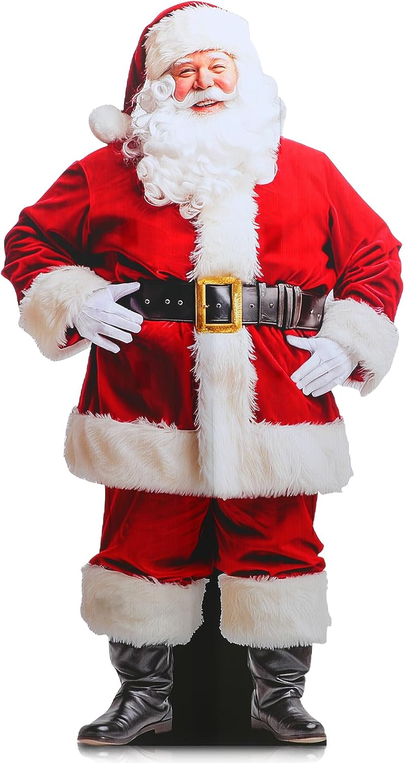 Chunful 5 ft Christmas Santa Cardboard Cutout Stand-up Life Size Ho! Ho! Santa Claus Stand up Photo Props Christmas Claus Standup Backdrops for Xmas Winter Holidays Decor Supply(Realistic)