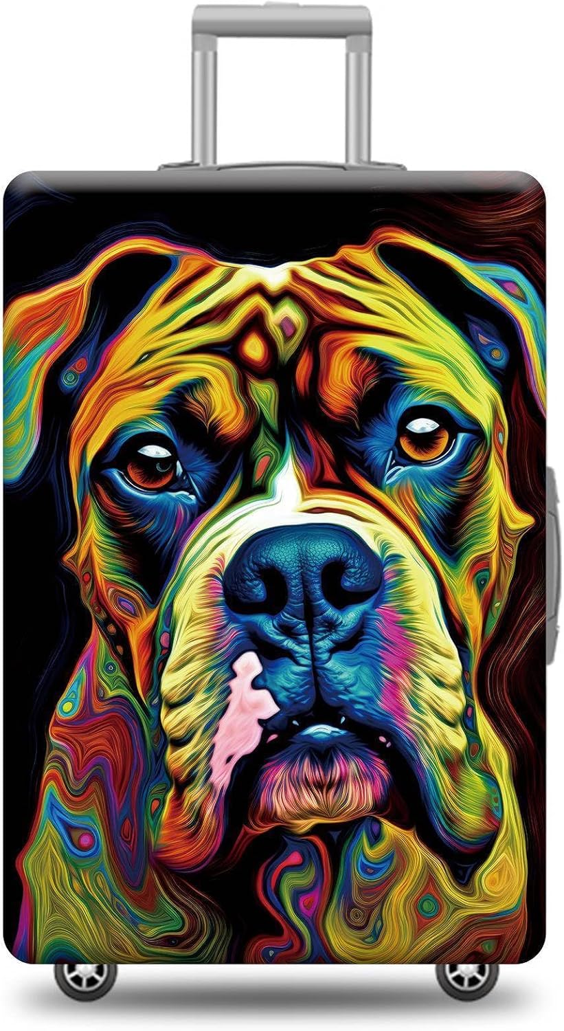 Personalized Dog Luggage Cover Boxer Dog Suitcase Cover Funny Animal Travel Luggage Covers Washable Elastic Suitcase Baggage Protector For Pet Lovers Style 4
