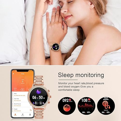 Miniatura 6 de JENYNG Relojes inteligentes para mujer (respuestahacer llamada) para teléfonos Android iOS 1.32 pulgadas HD pantalla táctil completa rastreador de