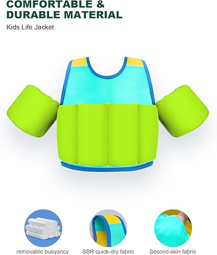 Miniatura 3 de Chaleco de natación para niños pequeños de 20-30-50-70 libras, flotadores de piscina para niños de 1-2-3-5-7-9 años, cómoda chaqueta flotante