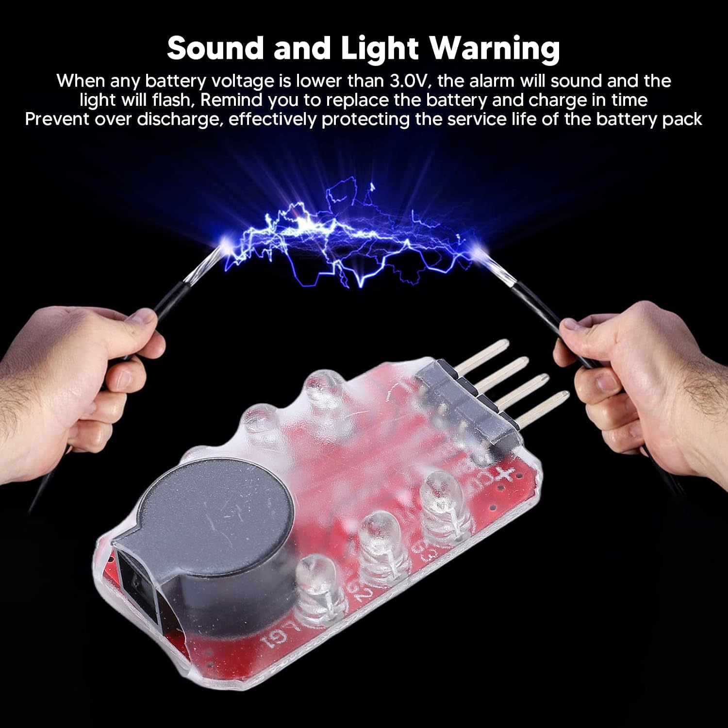 5PCS Lipo Battery Low Voltage Alarm Tester with Buzzer and LED for 2S 3S RC Drone Battery Monitoring