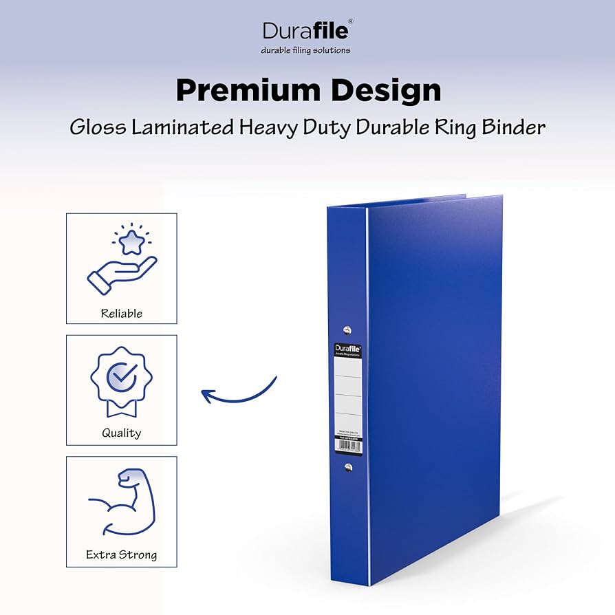 Durafile Ring Binder A4 Files, Buff, Pack Of 10 Folders, Heavy Duty Board Construction Folders