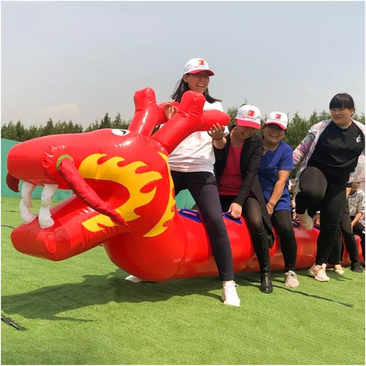Barco inflable de dragón portátil para animar fiestas de adultos y dinámicas grupales de 5