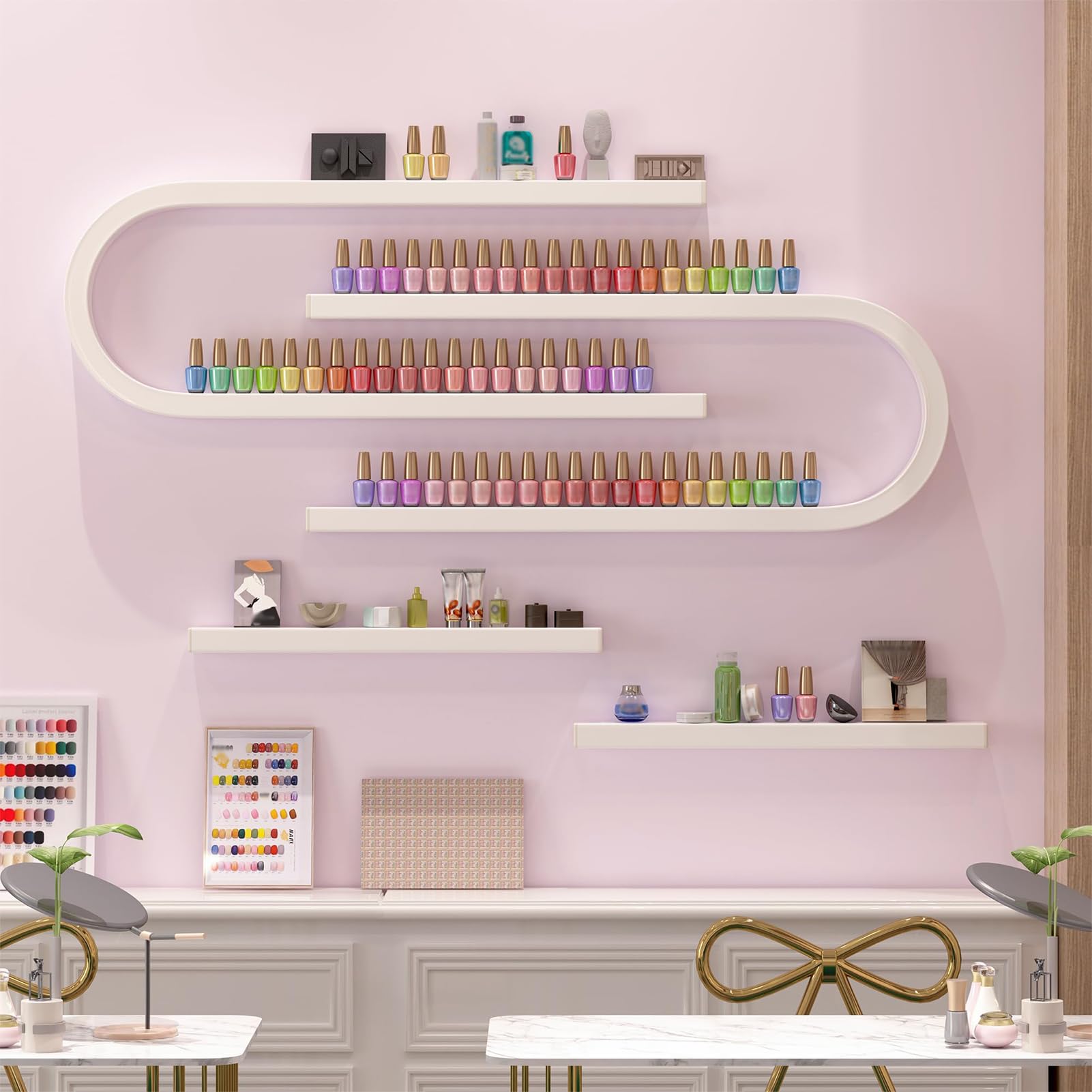 2 Piezas Estante Pared en Forma U, Soporte Multifuncional para Colgar Perfumes, Estante Almacenamiento para Aceites Esenciales y Perfumes, Soporte para Botellas Esmalte Uñas,Blanca,2P